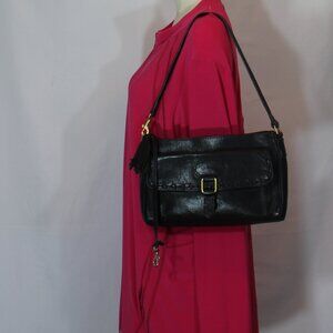 Dooney Bourke black  leather shoulder zipped handbag